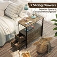 thumbnail image 5 of Table with Charging Station, Narrow Side Table with 2 Wooden Drawers, USB Ports and Power Outlets, Nightstand Sofa Table for Small Spaces, Living Room, Bedroom,Grey, 5 of 16