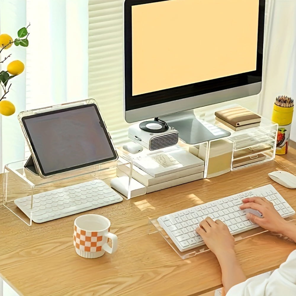 Ksruee Keyboard Stand Ergonomic Tilted Clear Riser PC Keyboard Stand Riser for Typing for Home Study Room Reception School Cubicle Work Gamers Students Programmers