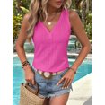thumbnail image 6 of Button Embroidered Eyelet Tank Top  Pink L, 6 of 8