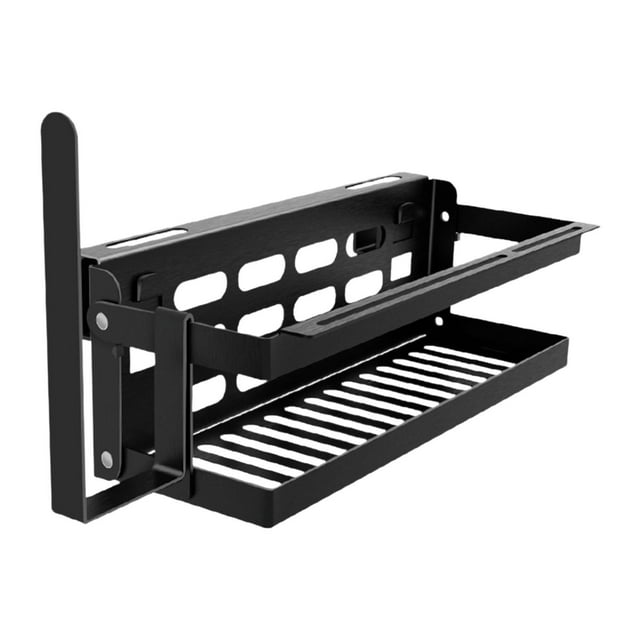 Accesorios para plancha, estante para especias, organizador, montaje en pared plegable con tira de utensilios y soporte para papel de cocina, estante