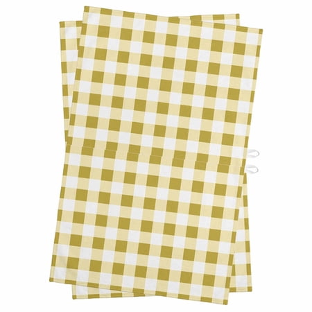Yellow Checkered Kitchen Towels Set of 2 Water Absorbent Dish Towel Farmhouse Buffalo Plaid Decorative Hand Towels - Quick Drying Cloth for Cooking Baking 18x28 Inch