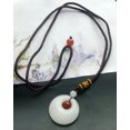 thumbnail image 6 of K-KED 26" Donut Circle Natural white jade stone Carnelian Pendant,Amulet rope necklace, 6 of 7