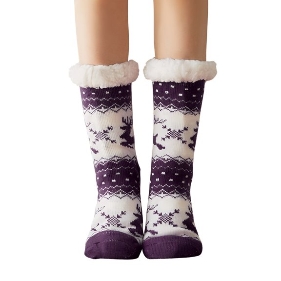 TELOLY Women's Winter Lined Wool Socks Thick Heavy Winter Protection Thermal Boots Socks Fuzzy Non Floor Thickened Socks for Ladies