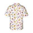 thumbnail image 4 of Xecao Cartoon Birds & Flowers print Hawaiian shirt - a stylish short-sleeve button-down for men, perfect for casual beach and tropical outings., 4 of 9