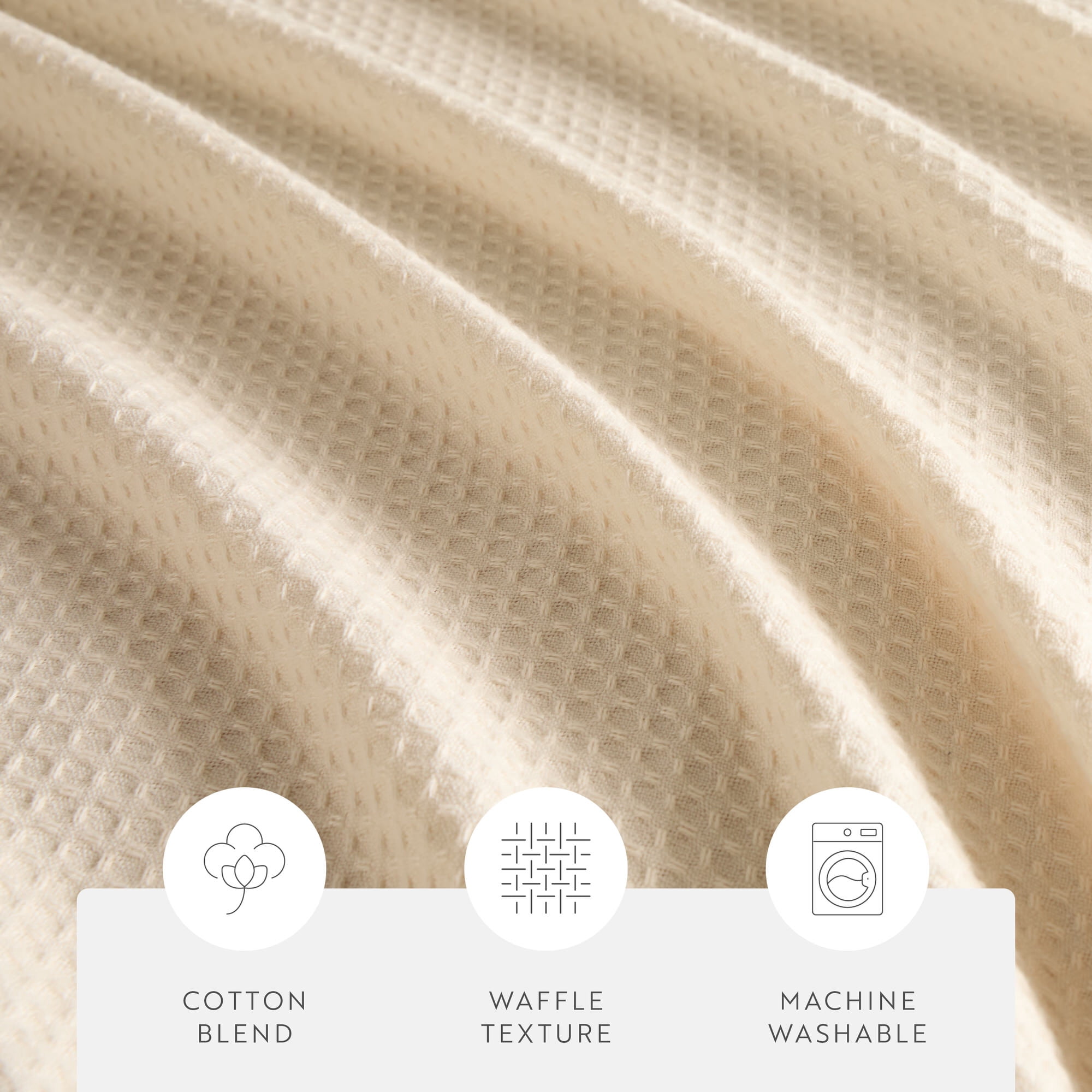 Cotton Blend Waffle Shower Curtain by Comfort Canopy, 72" x 72", Natural