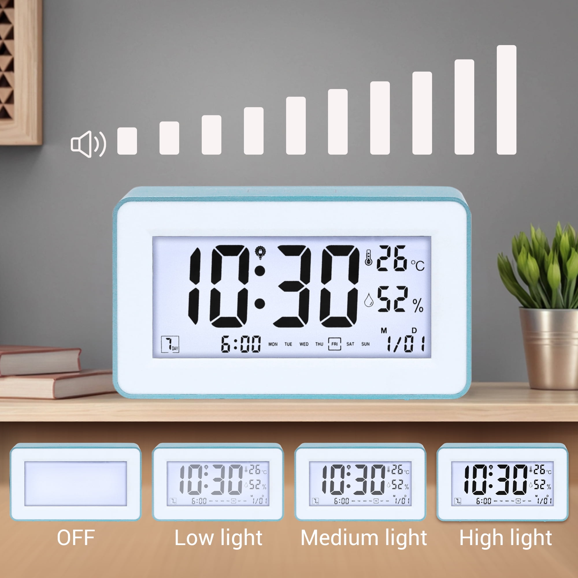 Unique Bargains Loud Alarm Clock Silver 5.5"L x 1.7"W x 3.1"H