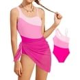thumbnail image 2 of MIASHUI Girl's Swimsuits Color Cutout One Shoulder Bathing With Mesh Cover Up 1 Piece Swimsuit Hot Pink,11-12 Years, 2 of 7