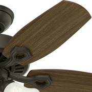 Hunter 42 inch Indoor Ceiling Fan with LED Lights - Bronze Ceiling Fan with Pull Chain, For Bedroom or Living Room, Standard Mount, No Remote, 5 Blades, Includes Bulbs - Builder 52107, New Bronze