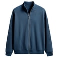 thumbnail image 7 of LEAVINGSUO Men's Zip-up Cardigan Sweatshirt Solid Color Loose Casual Stand Collar Full-Zip Long Sleeve Shirt Navy XL, 7 of 7