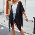 thumbnail image 2 of Xijirk Women's Sheer Chiffon Swimsuit Coverup Loose Kimono Cardigan with Tassel Beach Cover Up,One Size, 2 of 5