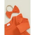 thumbnail image 6 of Suealasg Baby Girl Thanksgiving Outfits 3M 6M 12M 18M Infant Girls Long Sleeve Romper + Overall Dress + Headband Set 3Pcs Newborn Girl Thanksgiving Clothes, 6 of 7