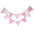 thumbnail image 1 of Party Bunting Triangle Flag Fabric Banner String Pennant Flags Birthday Decoration (pink), 1 of 5
