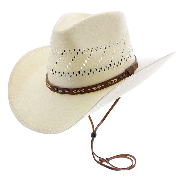 Sombrero Stetson Santa Fe Natural Talla L Ala 8.9 cm Con Correa para la Barbilla