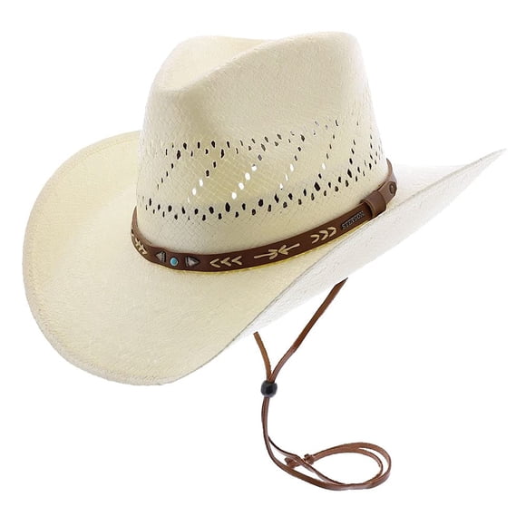 Sombrero Stetson Santa Fe Natural Talla L Ala 8.9 cm Con Correa para la Barbilla