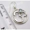 thumbnail image 3 of SilverStarJewel 925 Pure Silver Blue Topaz Gemstone Ohm Om Women's Jewelry Earrings 1.5", 3 of 3