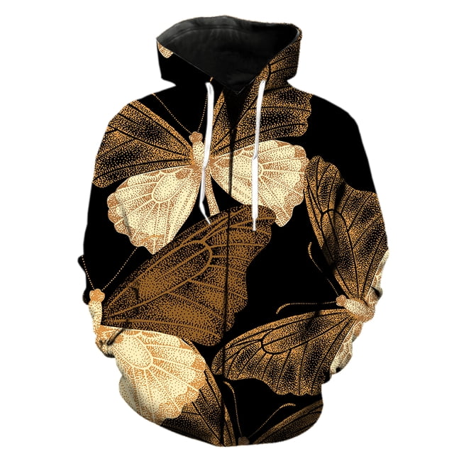 Sudadera con capucha y cremallera para hombre, diseño de mariposa de dibujos animados, talla grande, con estampado 3D, estilo hip hop, informal, unisex, estilo Harajuku