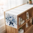 thumbnail image 6 of Blue Spring Floral 70 Inch Table Runner, Watercolor Summer Flowers Farmhouse Dresser Scarf Cotton & Linen Tablerunner for Dining/Kitchen Island/Holiday Party Décor 13" x 70", 6 of 9