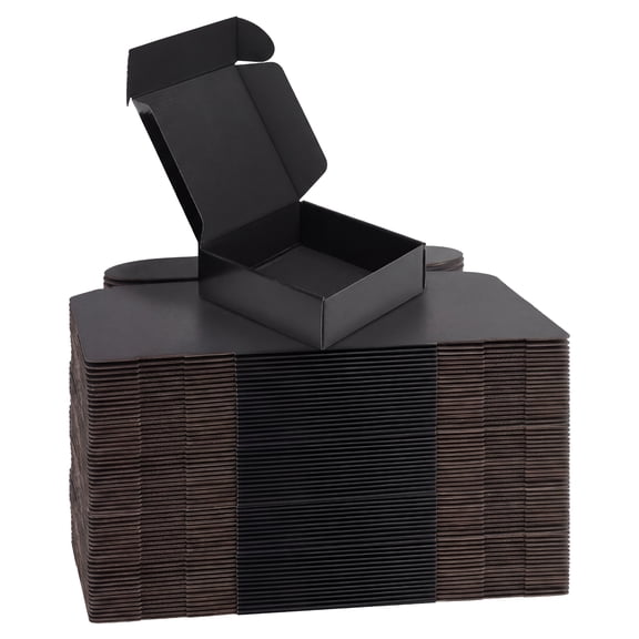50 pack 6x6x2 inch Shipping Boxes – Recyclable Black Corrugated Cardboard Mailers for Small Gift & Business