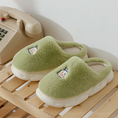 

SUODUI Women s Slippers Women Slippers Autumn And Winter Fashion And Comfortable Cartoon Cute Rabbit Solid Color Warm Non Slip Green 7