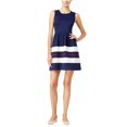 thumbnail image 1 of Vestido acampanado a rayas maison Jules para mujer azul grande, 1 of 2