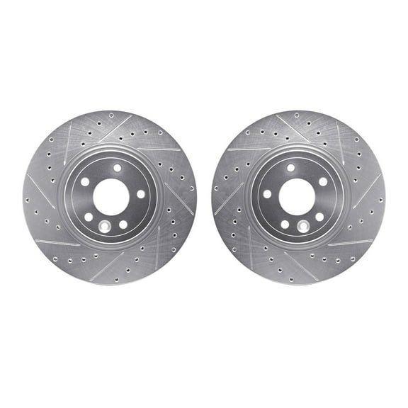 Dynamic Friction Company Front Brake Rotors-Drilled and Slotted-Silver 7002-20016