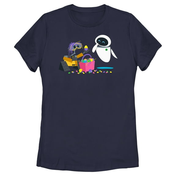Women's Wall-E Easter Basket Fun  Graphic Tee Navy Blue Medium