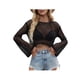 thumbnail image 4 of Txlixc Prendas de Punto de Lana para Mujer, Jersey de Punto de Manga Larga con Cuello Redondo de Malla de Color sólido para Damas, 5 Colores Txlixc Estilo de ocio, 4 of 8