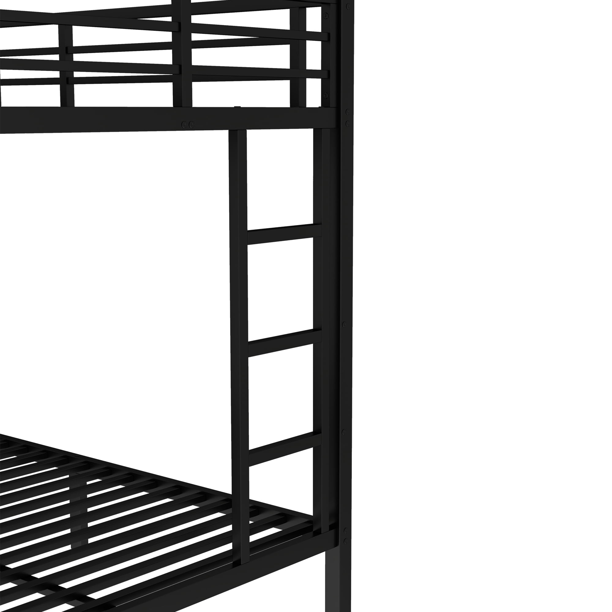 Leumius Metal Bunk Bed with Trundle,Twin over Full Bunk Bed with with Ladder & Guardrails,Heavy-Duty Bunk Bed Frame for Kids/Teens/Adults,Space-Saving/Noise Reduced/No Box Spring Needed,Black