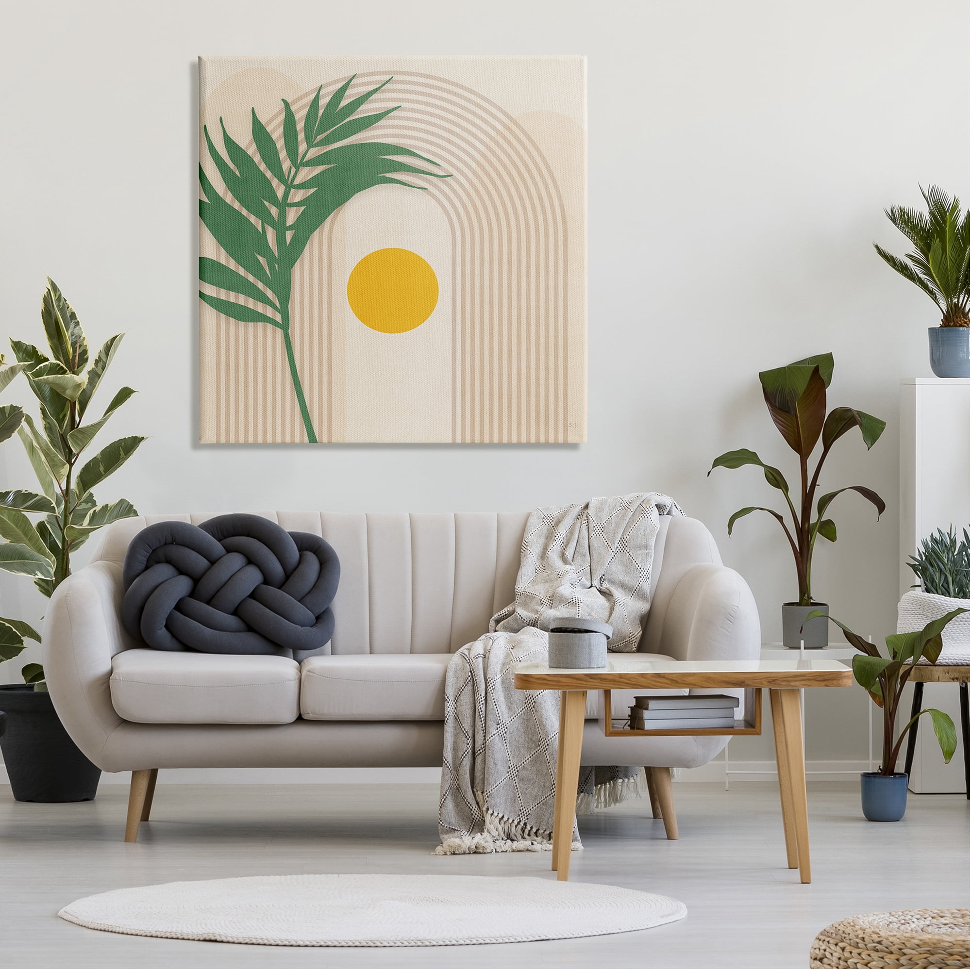 Stupell Industries Tropical Leaf with Arch Botanical & Floral Painting Gallery Wrapped Canvas Art Print Wall Art, 36 x 36