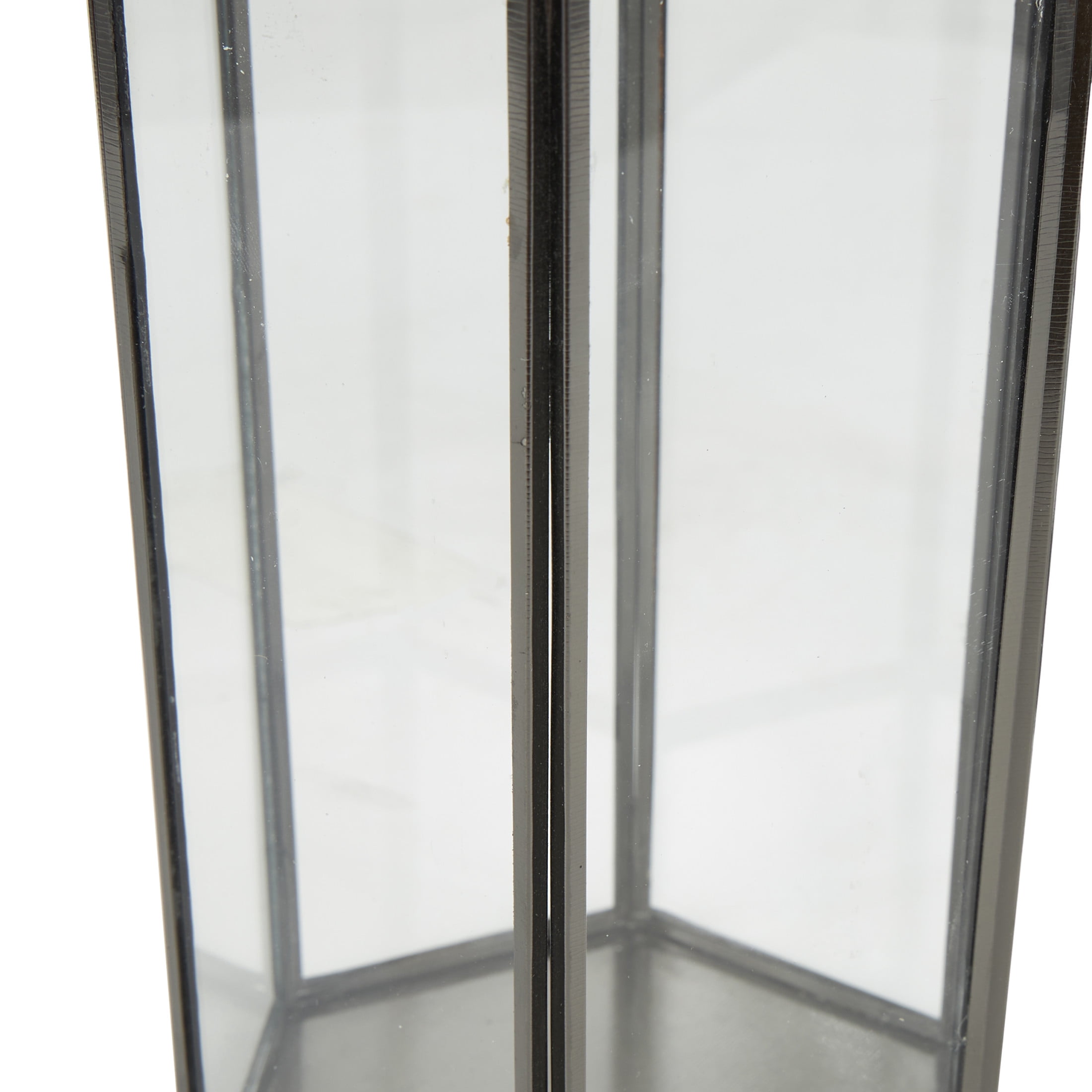 CosmoLiving by Cosmopolitan 3 Holder Clear Metal Geometric Hexagon Shaped Candle Lantern with Clear Glass, Set of 3