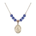 thumbnail image 1 of 18-Inch Hamilton Gold Plated Necklace with 6mm Blue September Birth Month Stone Beads and Saint Maximilian Kolbe Charm, 1 of 1