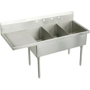 Elkay Wnsf8372lof Weldbilt 97-1/2" Triple Basin Free Standing Stainless Steel Utility Sink