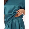 thumbnail image 4 of DARING DIVA Women's Satin Pajama Pullover T-shirt with Shorts Lounge Sets XL Lake Blue, 4 of 6