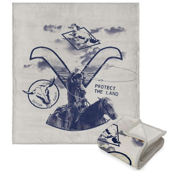 Paramount Yellowstone Protect The Land Kids Silk Touch Sherpa Throw Blanket
