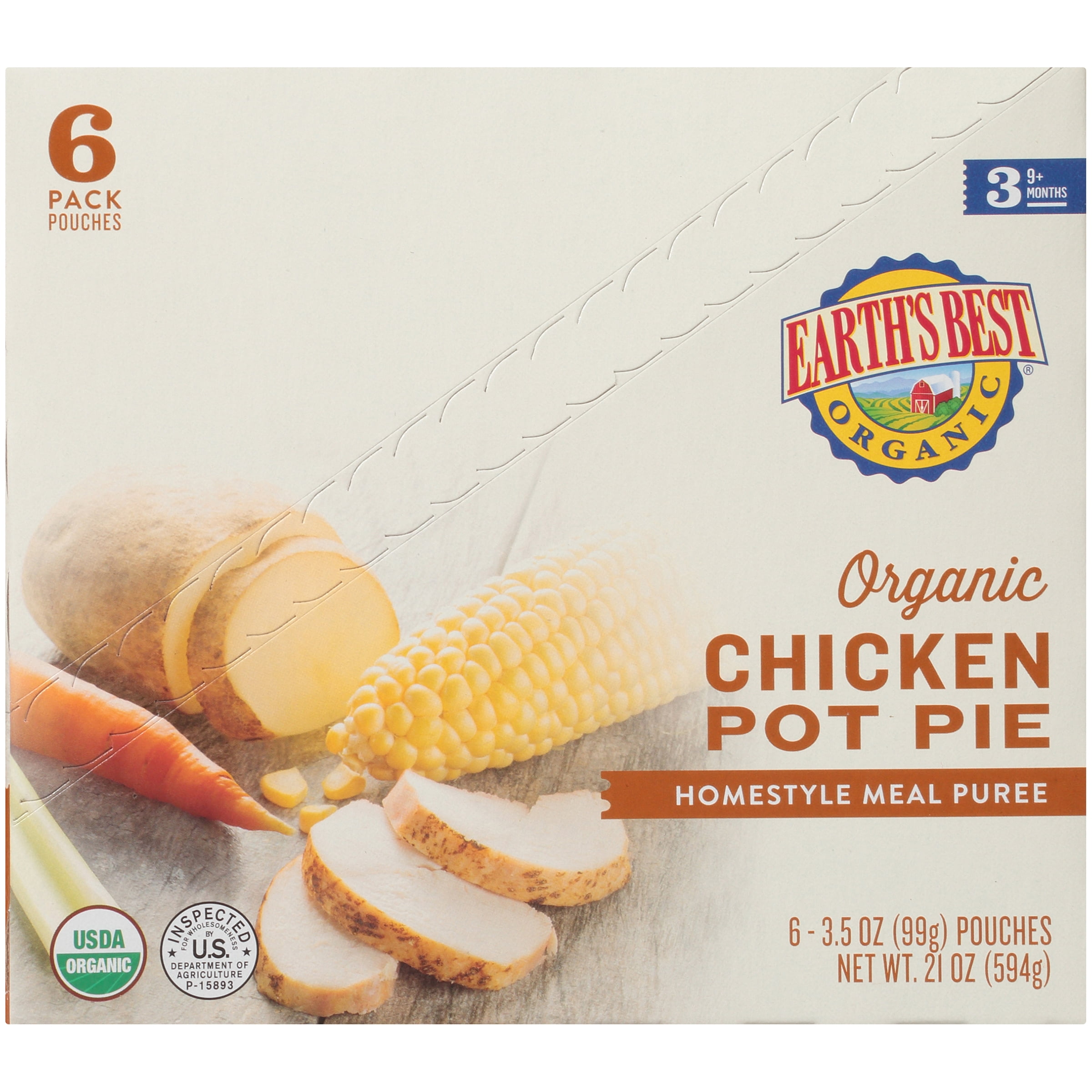 Photo 1 of (6 PCS ) Earth's Best Organic Stage 3 Baby Food, Chicken Pot Pie, 3.5 oz Pouch 2 PACK 
EXP JULY 22 2022 (FACTORY SEALED) ( 2 BOXES