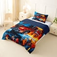 thumbnail image 2 of Erosebridal Cartoon Fire Truck Twin Comforter Sets for Kids Boys, , Navy Reversible, 1 Comforter and 1 Pillowcase, 2 of 6