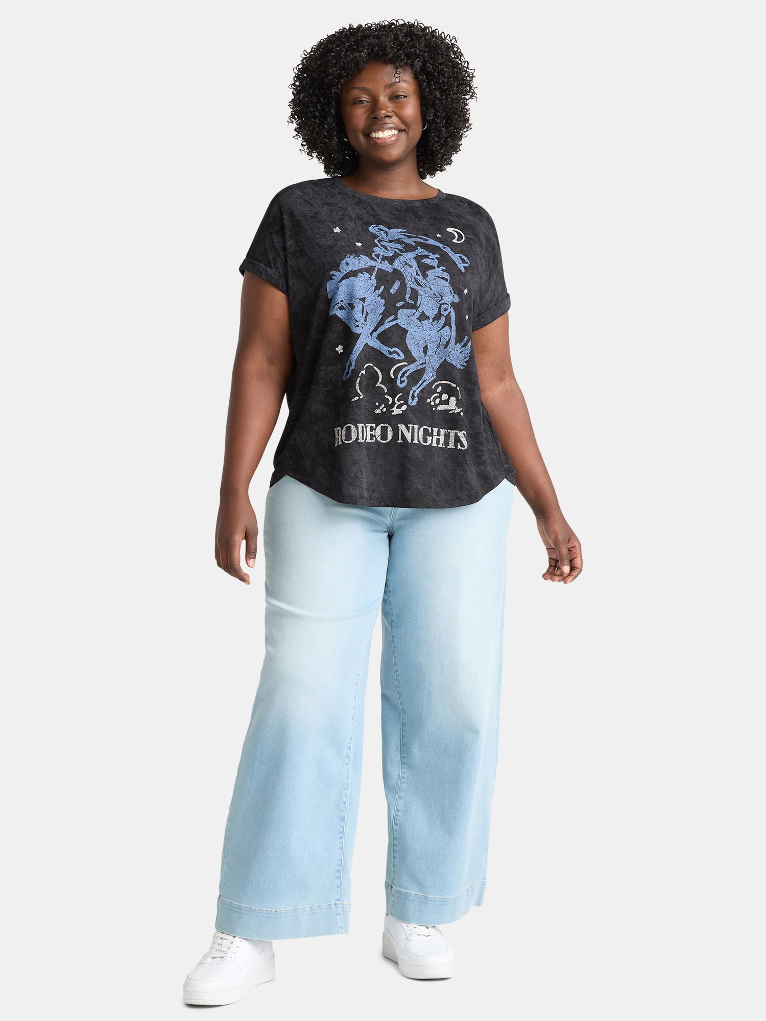 Terra & Sky Women's Plus Rodeo Nights Graphic Tee, Sizes 0X-5X