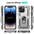 thumbnail image 7 of Allytech Rugged Case for iPhone 15 Pro, Military Grade Protection Shockproof Non-Slip Cover with Metal Rotatable Ring Stand, Magnetic Car Mount Holder Fashion Case for iPhone 15 Pro - Silver, 7 of 7