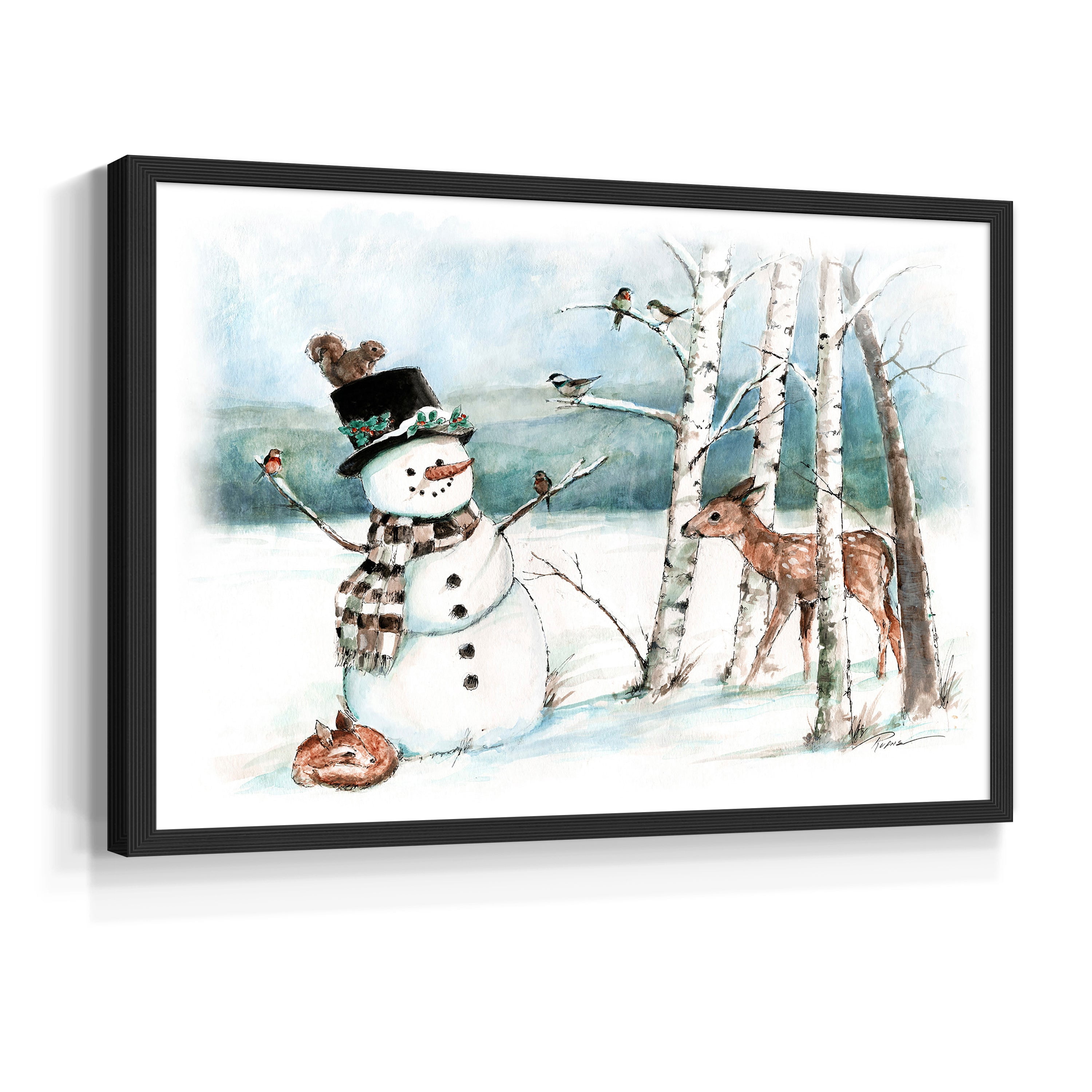 Snow Friends by Ruane Manning - Restickable Framed Giclée Print