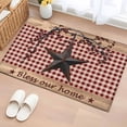 thumbnail image 5 of Country Stars Front Door Rugs 2x3 ft Vintage Rust Black Star Red Plaid Brown Wood Grain Small Rug for Entryway Non Slip Washable Bathroom Door Mat Absorbent Floor Mat for Indoor Entrance, 5 of 9