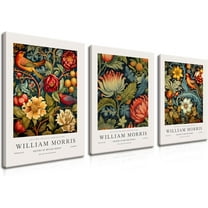 William Morris Canvas Wall Art Set of 3, Vintage Flower and Bird Animal Poster Print Wall Decor Aesthetic, Artist Canvas Painting Flower Wall Art for Bedroom Home Living Room Wall Decor - d