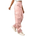 thumbnail image 5 of RUTAYY Women's Cargo Pants Solid Color Stretch Casual with Zipper Pocket Daily Wear Comfortable Breathable Trendy Vacation Trousers, 5 of 6