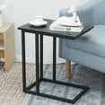 thumbnail image 3 of 22'' C Table Sofa Side End Table for Living Room Bedroom Small Metal Side Table Wood Grain Black End Table for Laptop Snacks, 3 of 7