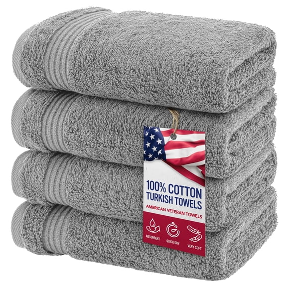 Juego de toallas de mano American Veteran Towel 100% algodón (paquete de 4)