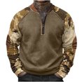 thumbnail image 2 of Styesk Chemises pour Hommes Chemise pour Homme à Imprimé Camouflage Demi-Fermeture Éclair à Manches Longues Haut/chemise à Manches Longues à Col Rond, 2 of 5