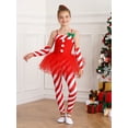 thumbnail image 2 of Zaldita Kids Girls Christmas Cosplay Jumpsuit Candy Cane Sleeveless One Piece Bodysuit for Stage Red 12, 2 of 7
