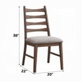 thumbnail image 5 of Mea Dining Side Chair Set of 2-Slatted Back-Gray Linen Seat-Brown, 5 of 6