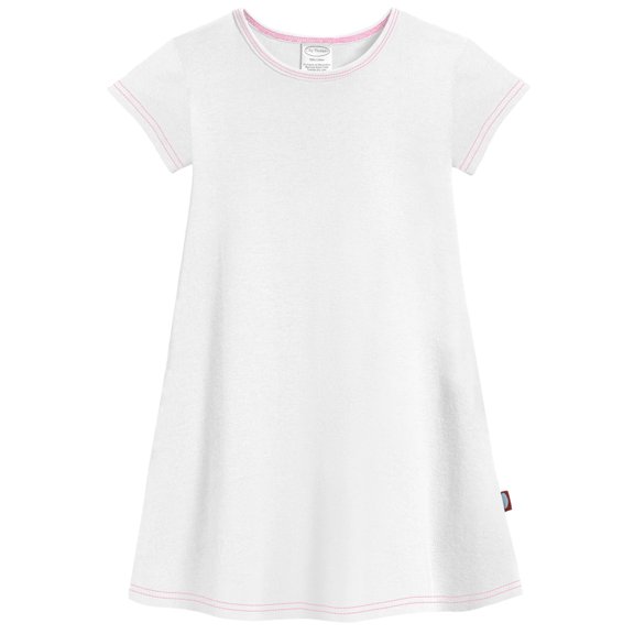 Made in USA Girls Soft Cotton Jersey Cap Sleeve Dress | White