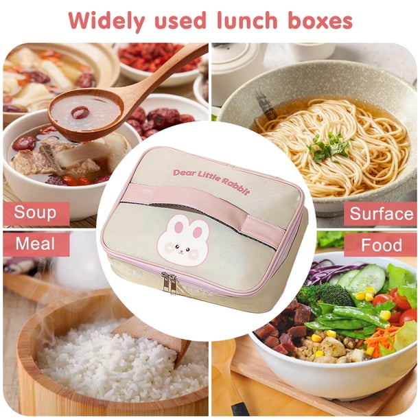 Caja Bento de Acero Inoxidable Apto para Microondas 850/1500ml Conejo 2/4/5 Rejillas para Almuerzo