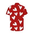 thumbnail image 5 of MOJOGO Men's Heart Print Tops Loose Short Sleeve Shirt Lightweight Fashion Spring Summer Tops Button Down Shirts Red 3XL, 5 of 5